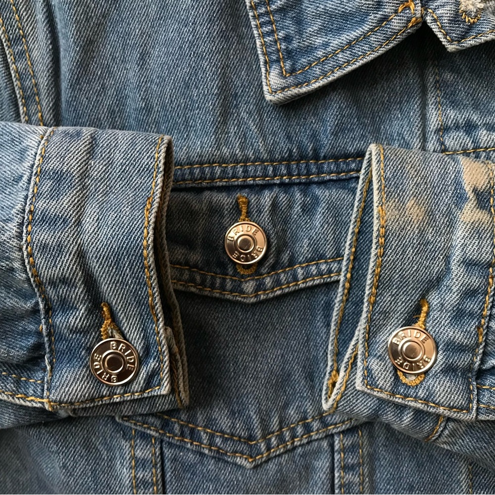 BRIDE Women’s XXL David's Bridal Embroidered Classic Blue Denim Jean Jacket EUC - Picture 6 of 16